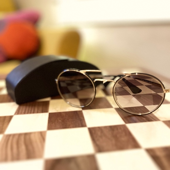 PRADA Spr 51S Round Frame Black Grey Sunglasses Sunglasses